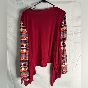 Burgundy with Aztec sleeves cardigan XL